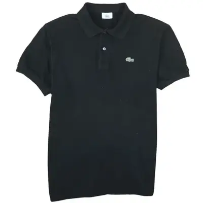 Lacoste Black Polo Shirt Men's Large Embroidered Croc Logo Short Sleev