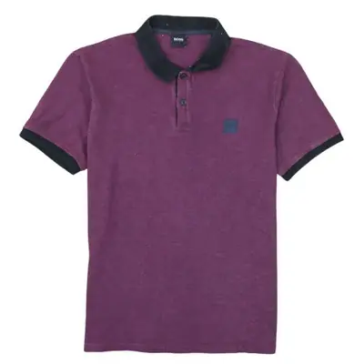HUGO BOSS Purple Polo Shirt Men’s Large Contrast Collar Cuff Trim Logo