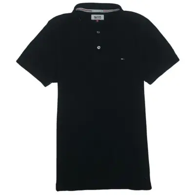 Tommy Hilfiger Black Polo Shirt Women's Medium Embroidered Flag Logo S
