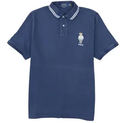 Polo Ralph Lauren Navy Blue Polo Shirt Men's Large Embroidered Bear Lo