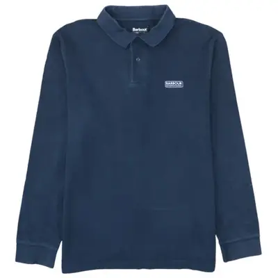 Barbour Navy Blue Long Sleeve Polo Shirt Women's XLarge Embroidered Ch