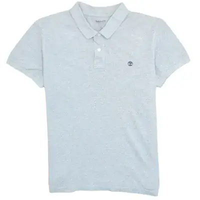 Timberland Light Grey Polo Shirt Men's Large Embroidered Chest Logo Sh
