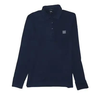 HUGO BOSS Navy Blue Long Sleeve Polo Shirt Women’s Large Embroidered C
