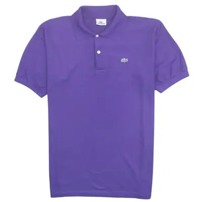 Lacoste Purple Polo Shirt Men's Medium Embroidered Croc Logo Short Sle
