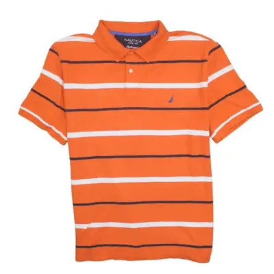 Nautica Orange Stripe Polo Shirt Women's 2XL Embroidered Chest Logo Sh