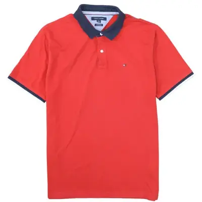 Tommy Hilfiger Red Polo Shirt Women’s XLarge Embroidered Chest Flag Co