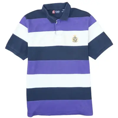 Chaps Purple Navy Stripe Polo Shirt Women's XLarge Embroidered Crest R