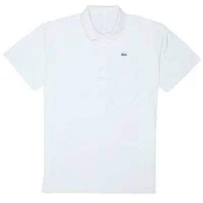 Lacoste White Polo Shirt Men's Small Embroidered Croc Logo Short Sleev