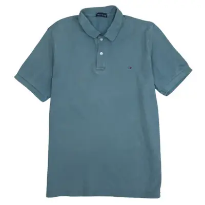 Tommy Hilfiger Women's L Teal Blue 90s Vintage Polo Shirt Casual Top