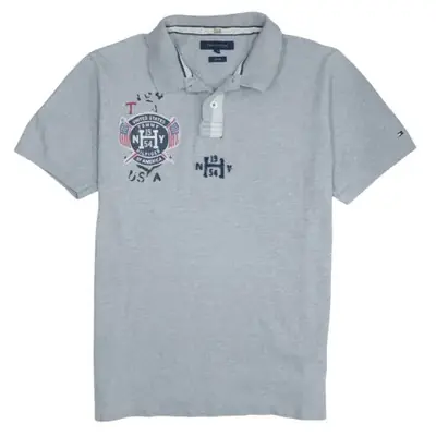 Tommy Hilfiger Light Grey Polo Shirt Women’s XXLarge Embroidered Crest