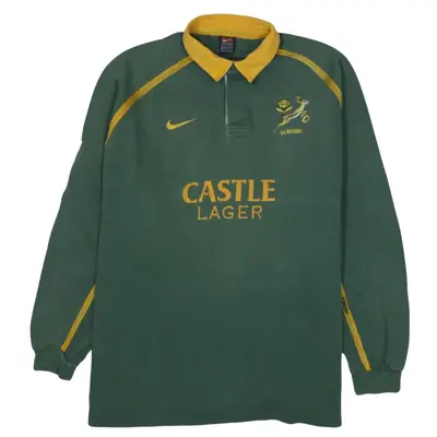 Nike Green Rugby Shirt Men’s XXLarge Embroidered Castle Lager SA Rugby