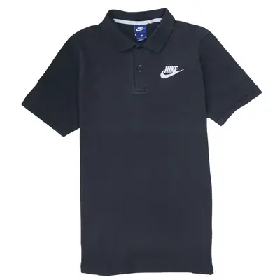 Nike Vintage 90s Men's Small Black Swoosh Polo Shirt Short Sleeve Cott