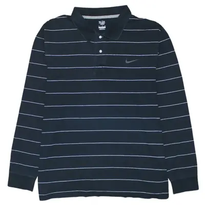 Nike 90's Vintage Swoosh Quarter Button Polo Shirt XL Black