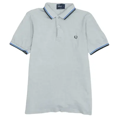 FRED PERRY Vintage 90's Grey Polo Shirt - Medium, Short Sleeves