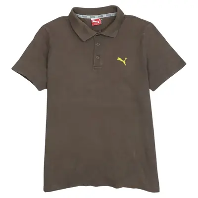 Vintage Puma 90's Brown Polo Shirt Medium Men's Cotton Quarter Button
