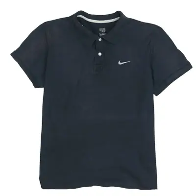 Vintage Nike Men's Polo Shirt 90's Black Medium Short Sleeve Swoosh