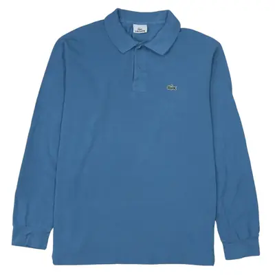 Vintage Lacoste 90s Men's Large Blue Polo Shirt - Long Sleeve Quarter 