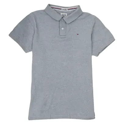 Tommy Hilfiger Women's XL 90s Vintage Grey Polo Shirt Short Sleeve