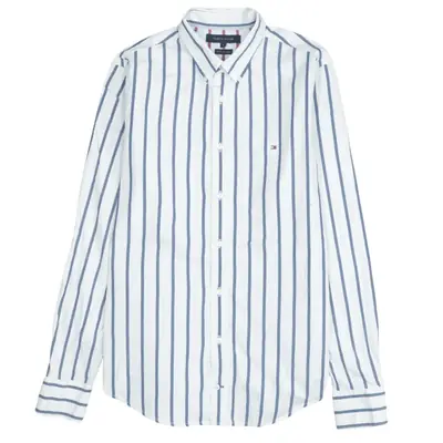 Tommy Hilfiger 90's Men's Vintage Large White Long Sleeve Button Up Sh