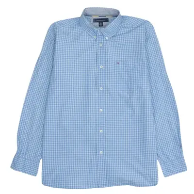 Tommy Hilfiger 90's Blue Long Sleeve Button Up Shirt Men's Medium