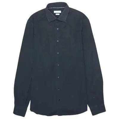 Calvin Klein 90's Black Long Sleeve Button-Up Shirt Medium