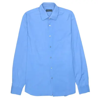 Prada Vintage 90's Blue Long Sleeve Button Up Shirt Large