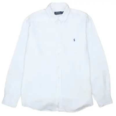 Polo Ralph Lauren 90's Vintage Men's Large White Long Sleeve Cotton Sh