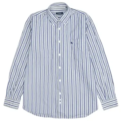 Burberry 90's Vintage Blue Long Sleeve Button Up Shirt - Men's Large