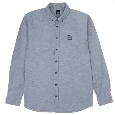 Vintage HUGO BOSS 90's Grey Long Sleeve Button Up Shirt XLarge