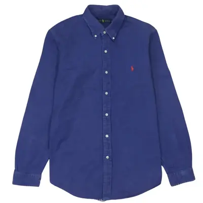 Vintage Polo Ralph Lauren 90's Men's Blue Button-Up Shirt Large
