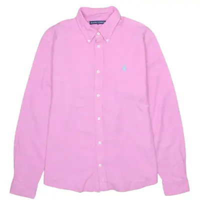 Polo Ralph Lauren 90's Vintage Pink Long Sleeve Button Shirt Medium