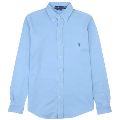 Vintage Polo Ralph Lauren 90's Blue Long Sleeve Button Up Shirt Small