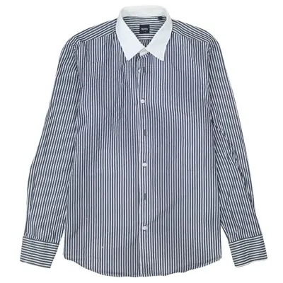 Vintage HUGO BOSS 90's Navy Blue Long Sleeve Button-Up Shirt Medium