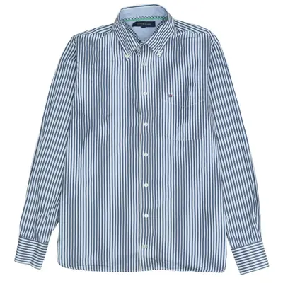 Tommy Hilfiger 90's Vintage Long Sleeve Button-Up Shirt Medium Blue