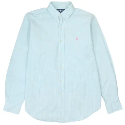 Vintage Polo Ralph Lauren 90's Medium Blue Long Sleeve Button Up Shirt