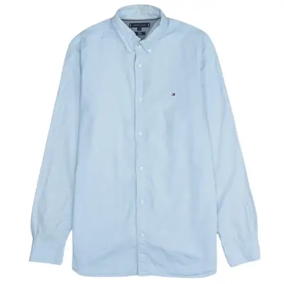 Tommy Hilfiger Women's Vintage 90s Blue Long Sleeve Large Shirt