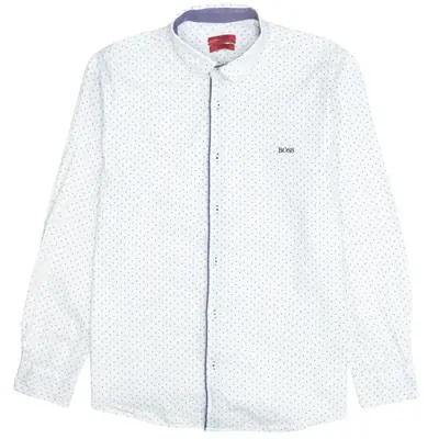 Vintage 90's HUGO BOSS Men's Large Long Sleeve White Shirt