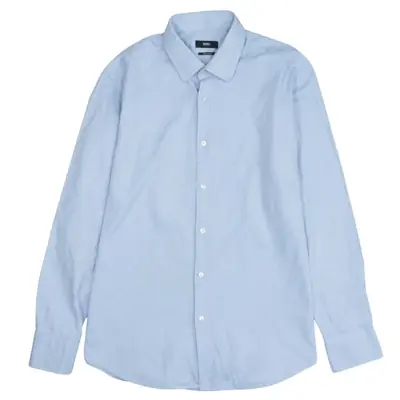 Vintage HUGO BOSS 90's Men's Blue Long Sleeve Button Up Shirt Large