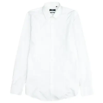 HUGO BOSS 90's Vintage White Long Sleeve Medium Shirt