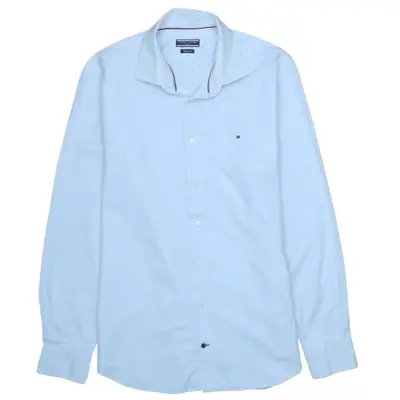 Vintage Tommy Hilfiger 90's Blue Long Sleeve Button Up Shirt Men's Lar