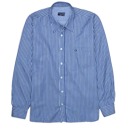 Vintage Tommy Hilfiger 90's Navy Blue Long Sleeve Shirt Men's XLarge