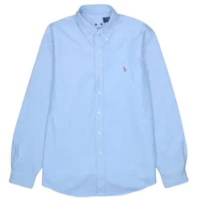 Vintage 90's Polo Ralph Lauren Blue Long Sleeve Button Up Shirt - Men'