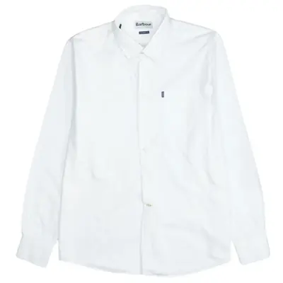 Barbour Vintage 90's Men's Large White Long Sleeve Button Up Shirt