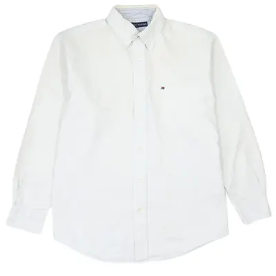 Tommy Hilfiger Vintage 90's Men's Medium White Cotton Long Sleeve Shir
