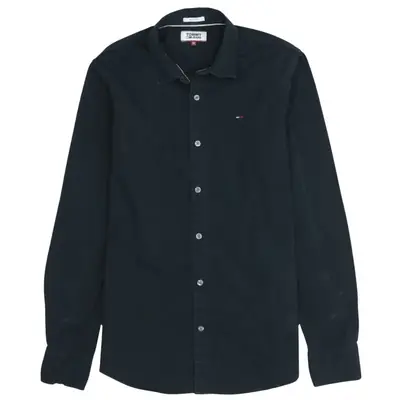Tommy Jeans Black Vintage 90s Long Sleeve Button Up Shirt Medium
