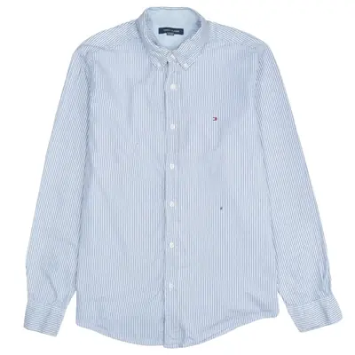 Tommy Hilfiger Vintage 90's Men's Blue Long Sleeve Button Up Shirt Med
