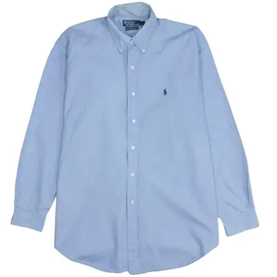Vintage 90s Polo Ralph Lauren Long Sleeve Shirt Men's Large Blue Cotto