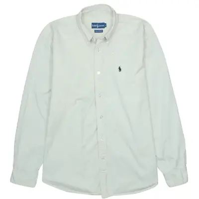 Vintage Polo Ralph Lauren 90's Beige Cream Long Sleeve Button Up Shirt