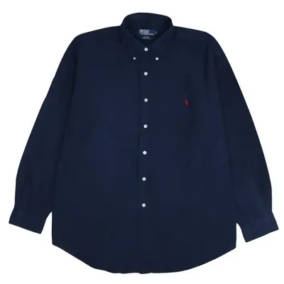 Vintage Polo Ralph Lauren 90's Navy Blue XLarge Long Sleeve Shirt