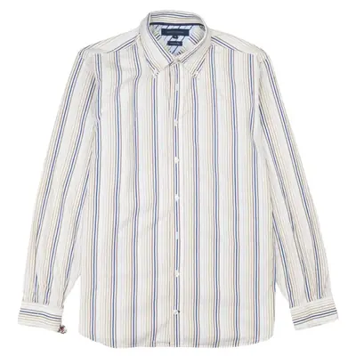Tommy Hilfiger 90's Vintage Beige Cream Button-Up Shirt Medium